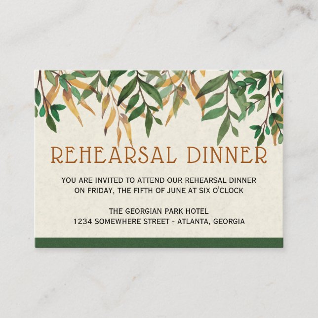 Dîner de répétition mariage Invitation (Devant)