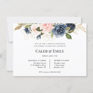 Dîner de répétition mariage invitation   Navy et B