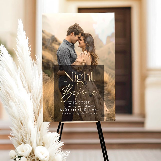 Dîner de répétition moderne Affiche de bienvenue p (Photo Rehearsal Dinner Welcome Sign)