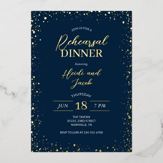 Dîner de répétition moderne Glitz Invitation de fo (Recto)