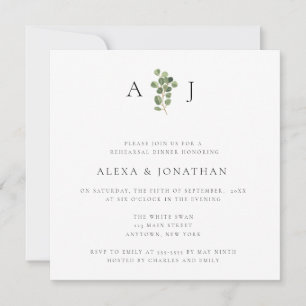 Dîner de répétition Monogramme vert Invitation
