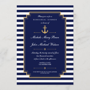 Dîner de répétition nautique bleu foncé Invitation