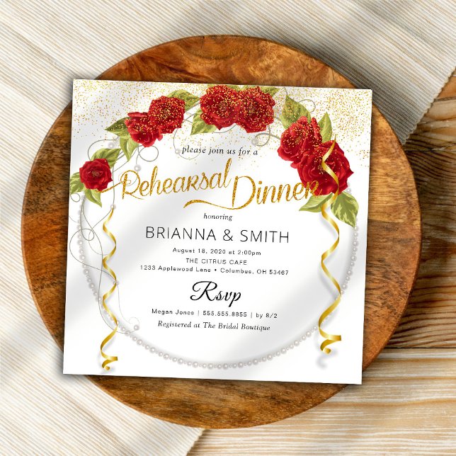 Dîner de répétition Red Roses Crown Invitation (Créateur téléchargé)