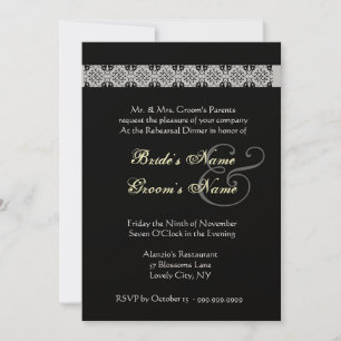 Dîner de répétition Rose ORANGE & NOIR Invitation