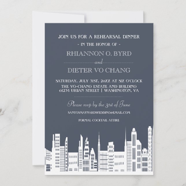 Dîner de répétition urbaine Invitations (Devant)