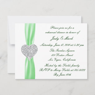 Dîner de répétition verte Diamond Heart Invitation
