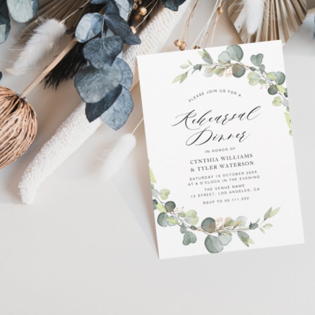 dîner de répétition verte eucalyptus invitation (Créateur téléchargé)