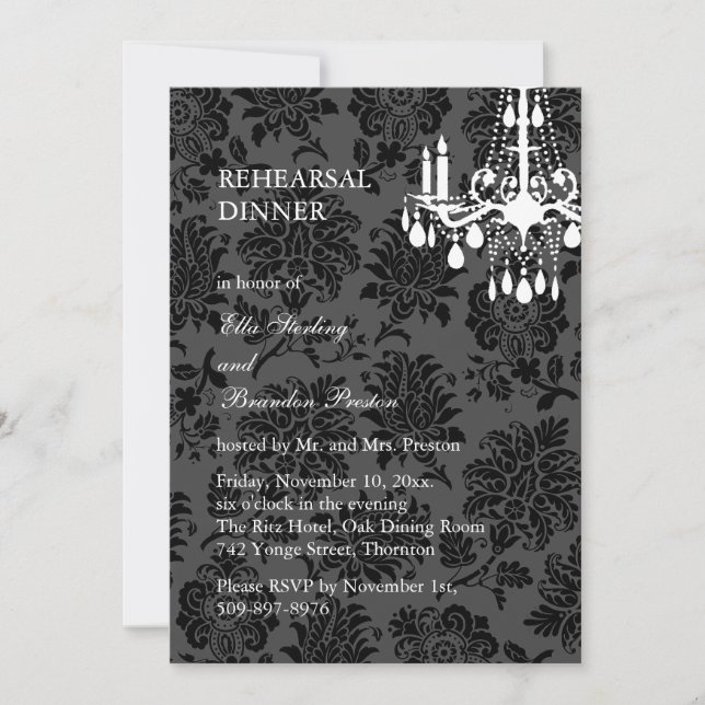 Dîner de répétition victorienne Damask Invitation (Devant)