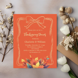 Dîner de Thanksgiving arc orange feuille invitatio
