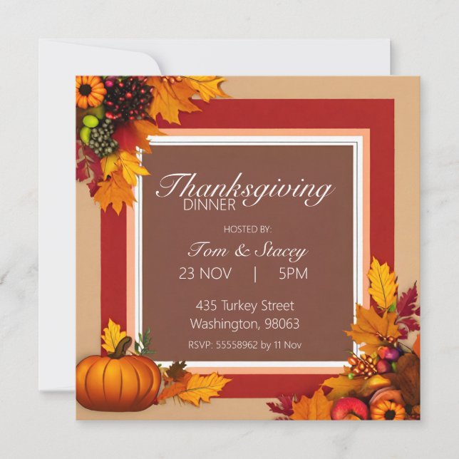 Dîner de Thanksgiving Invitation (Devant)