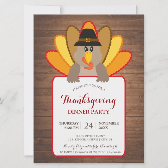 Dîner de Thanksgiving Party Turquie Invitation Car (Devant)