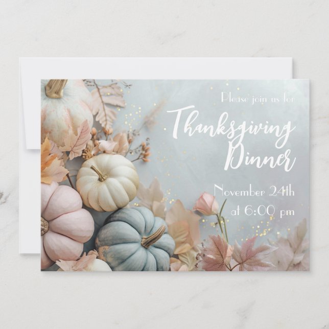 Dîner de Thanksgiving Pastell Invitation Citrouill (Devant)
