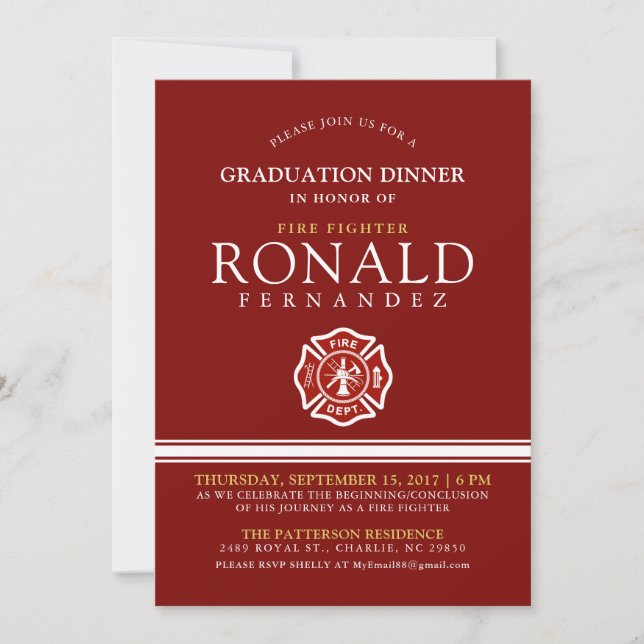 Dîner d'études de pompier | Invitation à l'événeme (Devant)