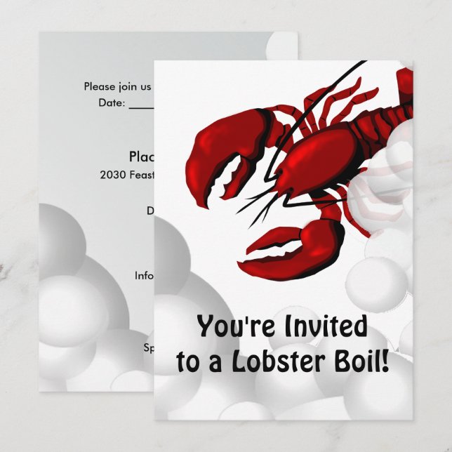 Dîner en ébullition de homard Invitation (Devant / Derrière)