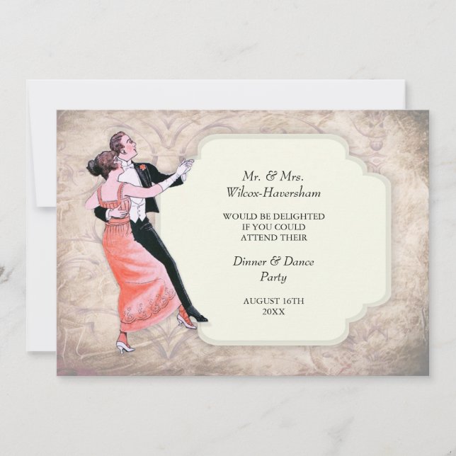 Dîner et soirée dansante Invitation Vintage (Devant)