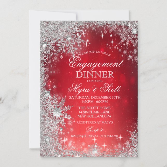 Dîner Fiançailles hiver Invitation (Devant)