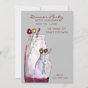 Dîner fleur sauvage Whimsical invitation