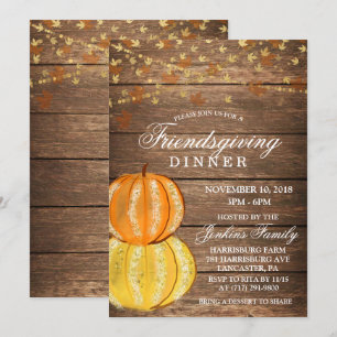 Dîner Friendsgiving d'automne Invitation Citrouill