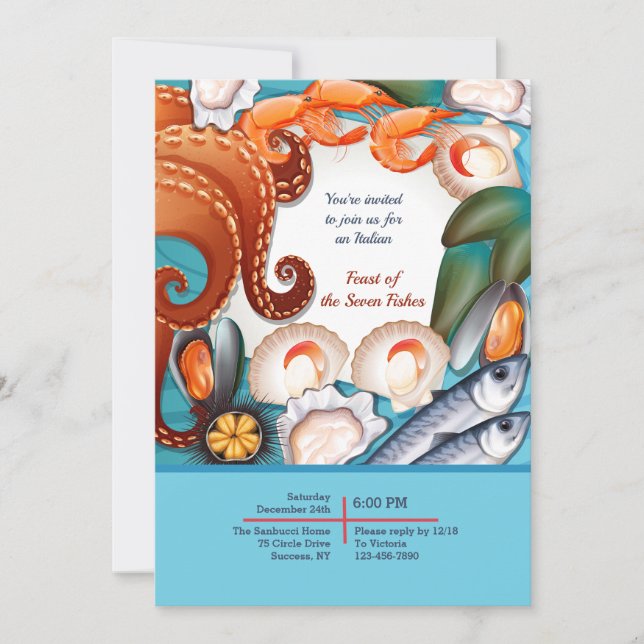 Dîner Fruits De Mer Frais Invitation (Devant)