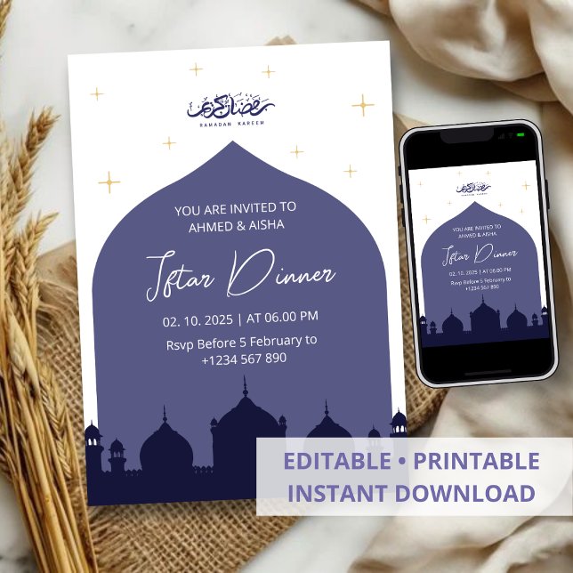 Dîner Iftar invitation ramadan mosquée bleue (Créateur téléchargé)