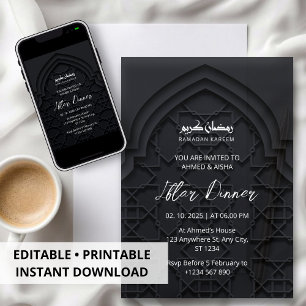 Dîner Iftar invitation ramadan mosquée noire