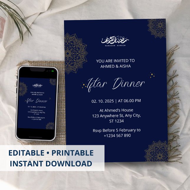 Dîner Iftar invitation ramadan navvy (Créateur téléchargé)