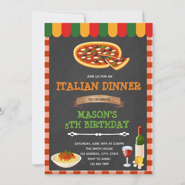 Diner italien invitation à la fête (Devant)