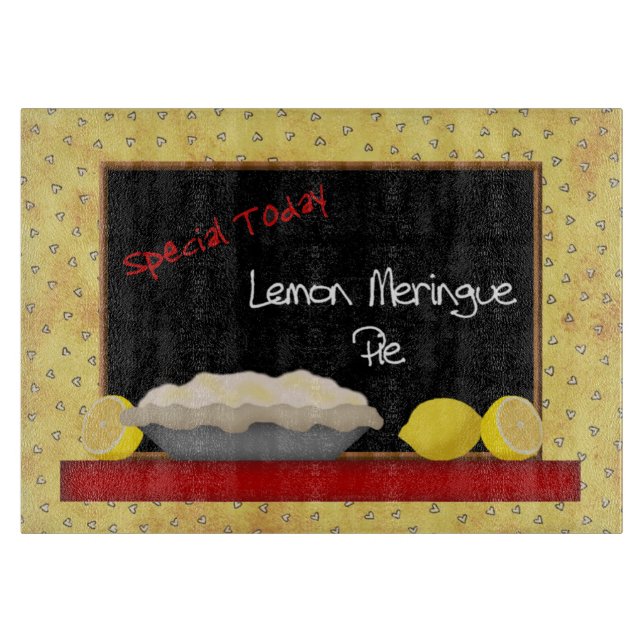 Diner Lemon Meringue Pie Glass Cutting Board (Front)