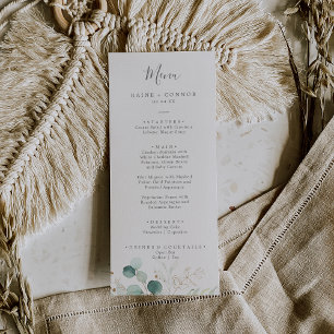 Dîner Mariage Airy Greenery and Gold Leaf Menu