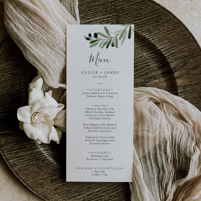 Dîner Mariage de la Branche d'Olivier moderne Menu (Créateur téléchargé)