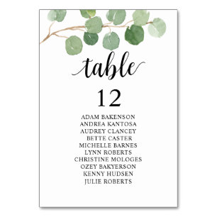 Dîner mariage, Eucalyptus Invités Carte de siège