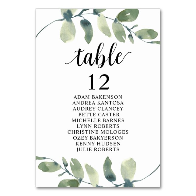 Dîner mariage, Eucalyptus Invités Carte de siège (Par défaut)