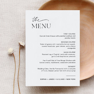 Dîner Mariage EVERLEIGH Menu 5x7 Carte
