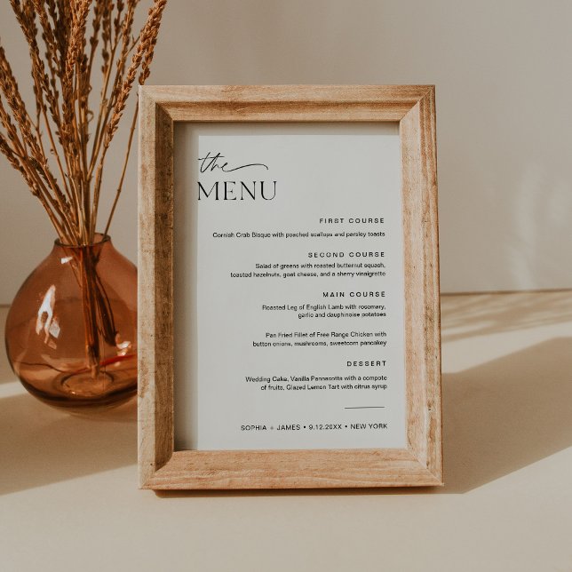 Dîner Mariage EVERLEIGH Menu 5x7 Carte (Créateur téléchargé)