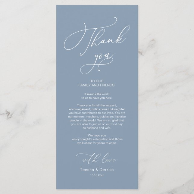 Dîner mariage Lieu Cadre Carte de remerciements (Devant)
