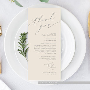 Dîner mariage Lieu Cadre Carte de remerciements