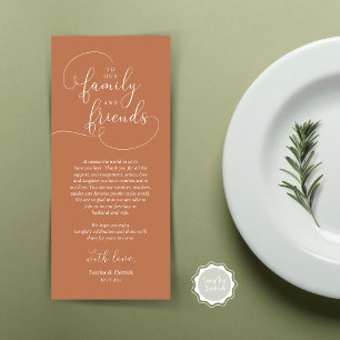 Dîner mariage Lieu Cadre Carte de remerciements