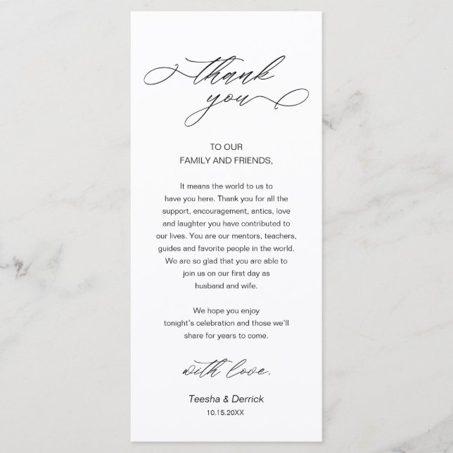 Dîner mariage Lieu Cadre Carte de remerciements (Devant)