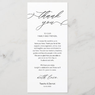 Dîner mariage Lieu Cadre Carte de remerciements