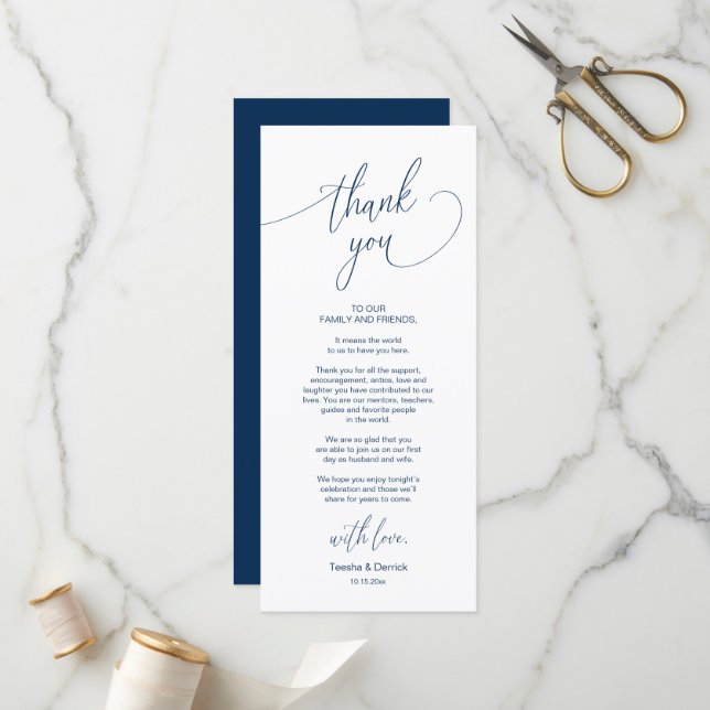 Dîner Mariage moderne Cadre Carte de remerciements (Devant/Arrière en situation)
