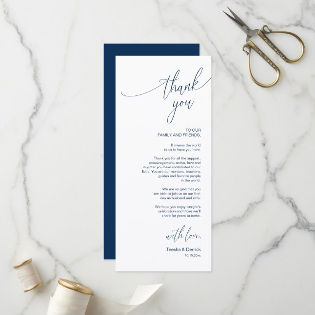 Dîner Mariage moderne Cadre Carte de remerciements (Devant/Arrière en situation)