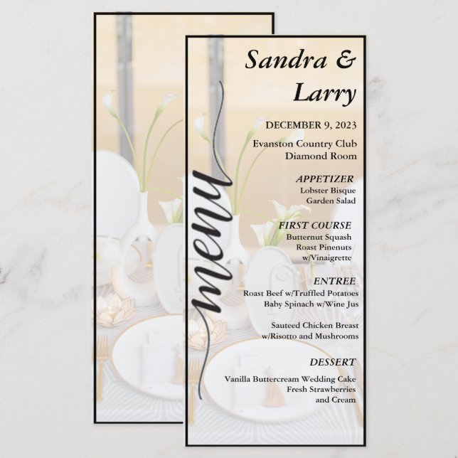dîner mariage moderne invitation (Devant / Derrière)