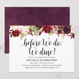 Dîner-Mariage Rustic Burgundy Invitation