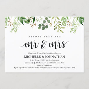 Dîner-Mariage rustique vert Invitations