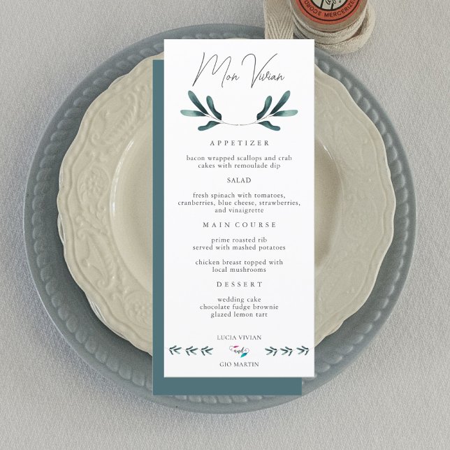 Dîner Mariage vert Forêt Carte menu (Créateur téléchargé)