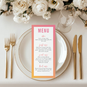 DÎNER MENU moderne étoile rose jaune foncé dégradé