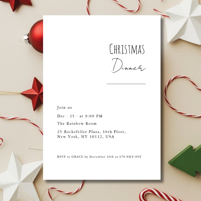 Dîner minimaliste de Noël moderne Invitation (Créateur téléchargé)
