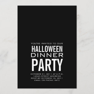DÎNER MODERNE HALLOWEEN NOIR INVITATION