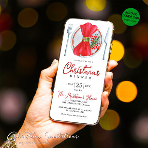 Dîner numérique de Noël Festif Invitation