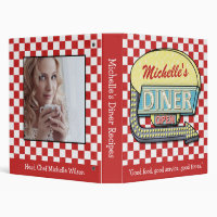 Diner Retro 50s Red Chequered Recipe Book Name Pho